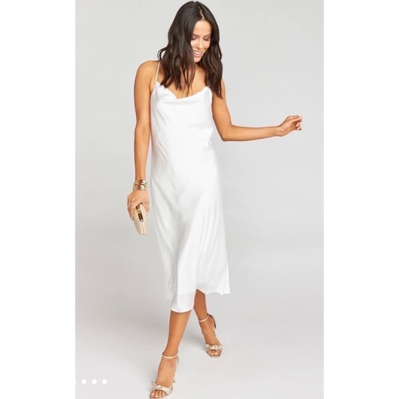 NWOT SMYM Verona Cowl Midi Dress Ivory Lux - Picture 2 of 5